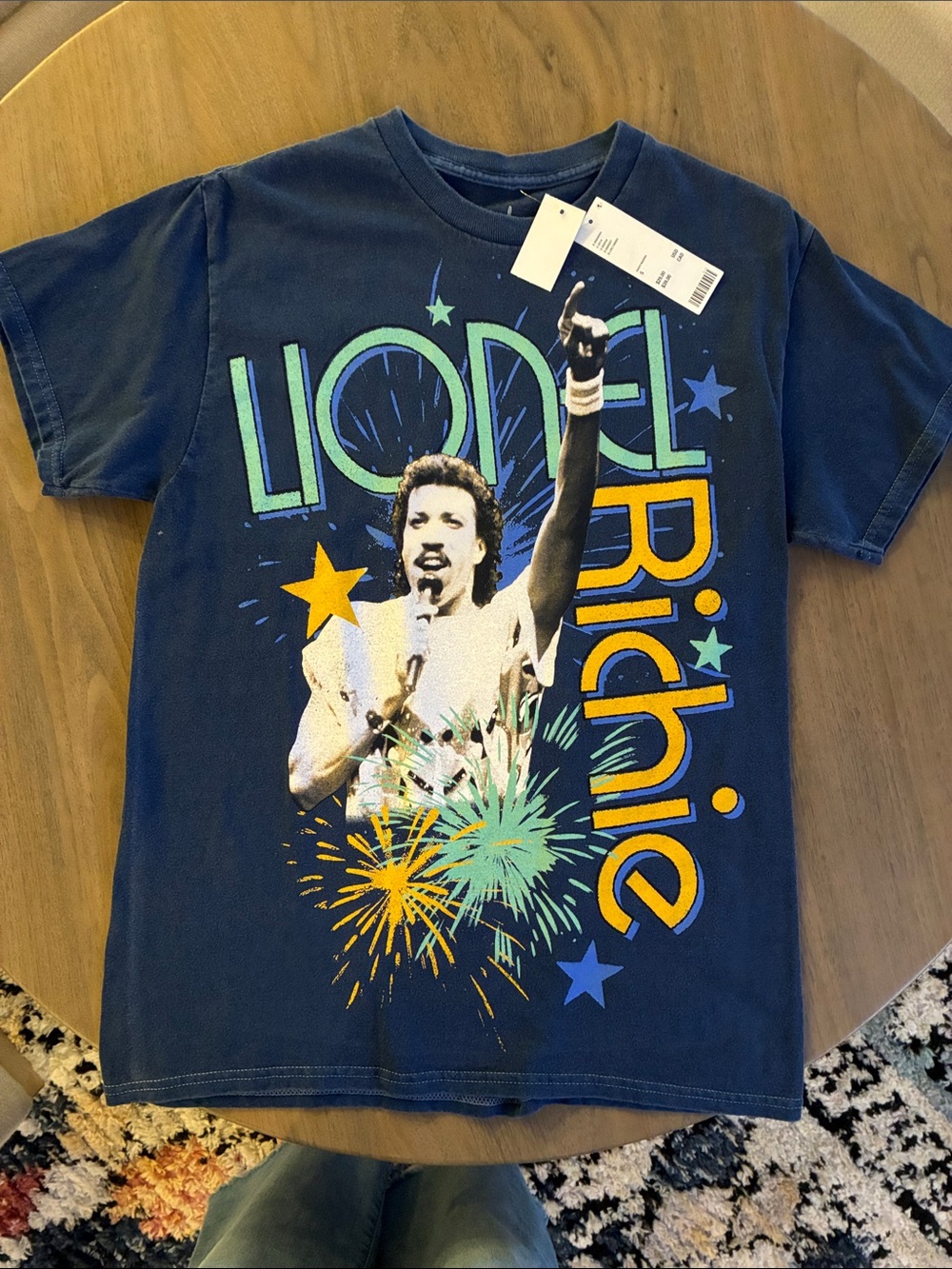 Urban Outfitters Navy Lionel Richie Graphic Tee with Multicolor Print